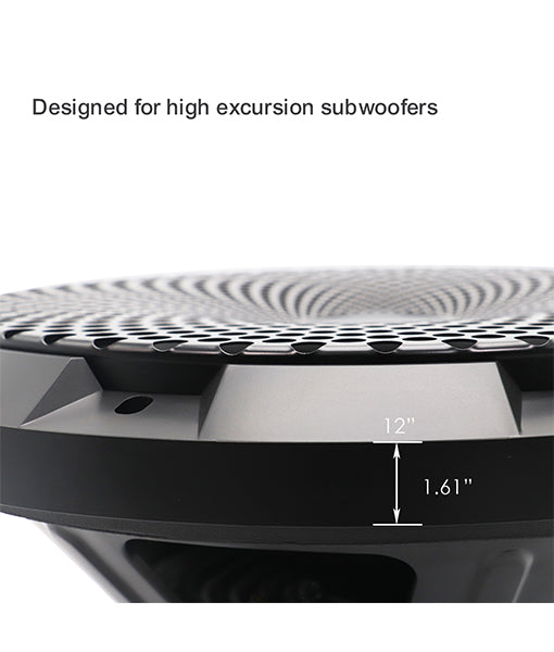 Recoil 12-Inch High Excursion Black Steel Mesh Subwoofer Grille