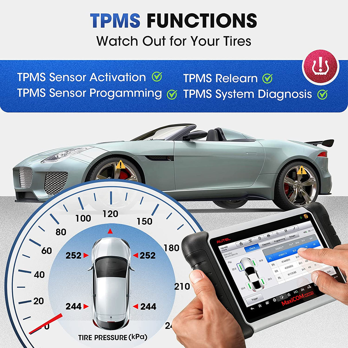 Autel MaxiCOM MK808TS TPMS Scanner With Complete TPMS and Sensor Programming