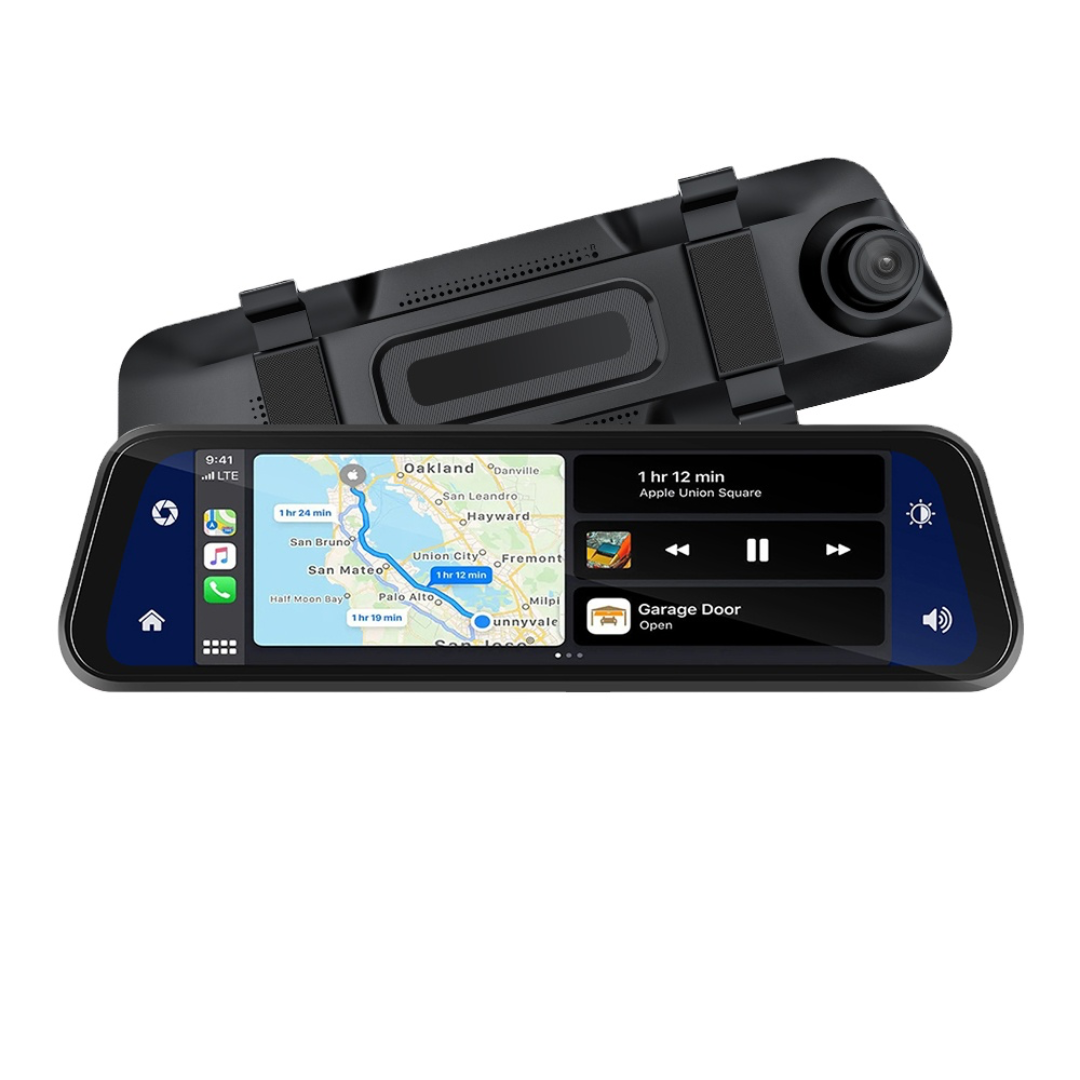 10" 4K Mirror Dash Cam – Tri-Camera CarPlay & ADAS