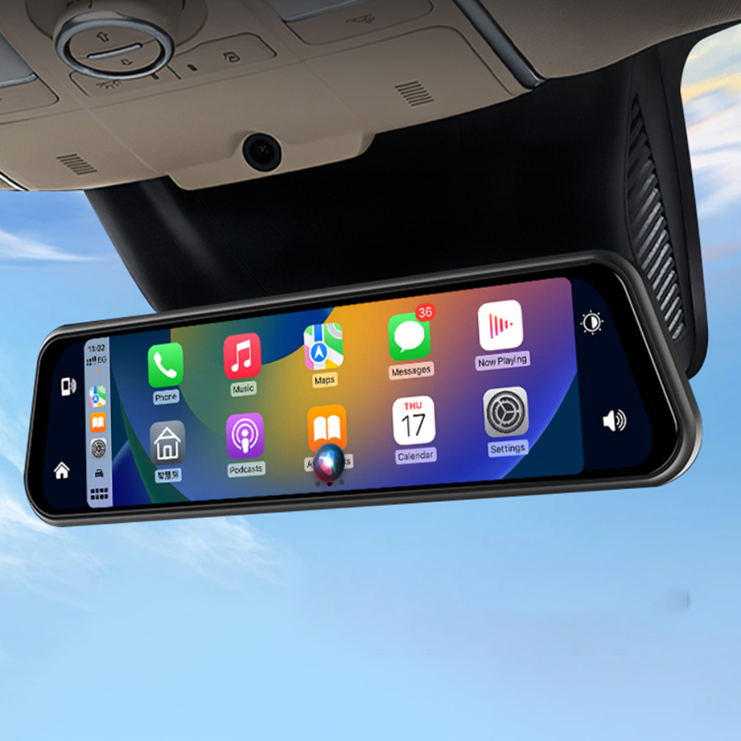 10" 4K Mirror Dash Cam – Tri-Camera CarPlay & ADAS