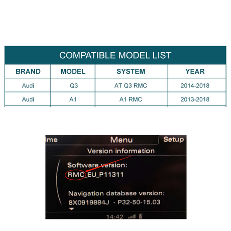 Wireless CarPlay Android Auto Decoder For Audi Q3 2014-2018 & A1 2013-2018 RMC System