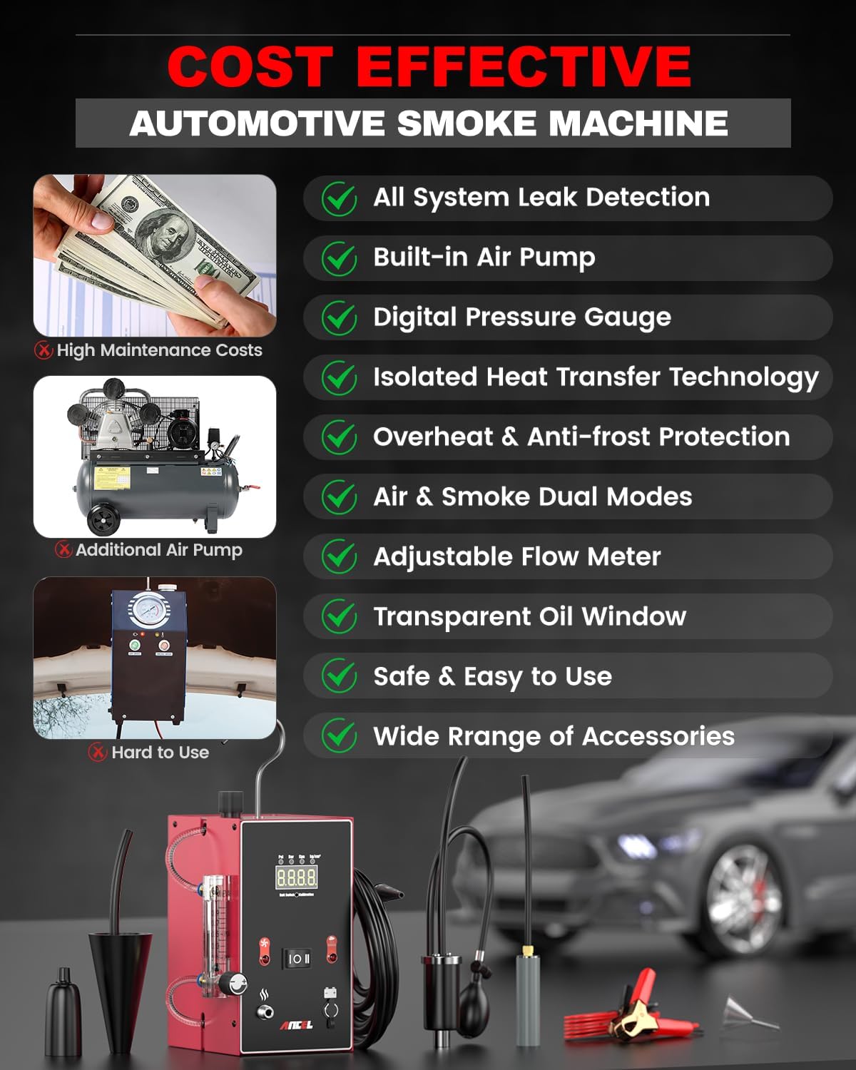 Leak Detection Tester Ancel L300 Automotive EVAP Smoke Machine Diagnostic