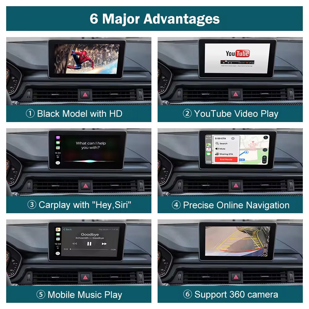 Wireless CarPlay Android Auto Decoder For Audi Q3 2014-2018 & A1 2013-2018 RMC System