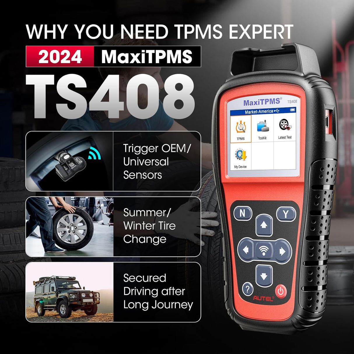 Autel TS408 TPMS Relearn Tool Tire Pressure Monitor Sensor Programming Lifetime Free Update