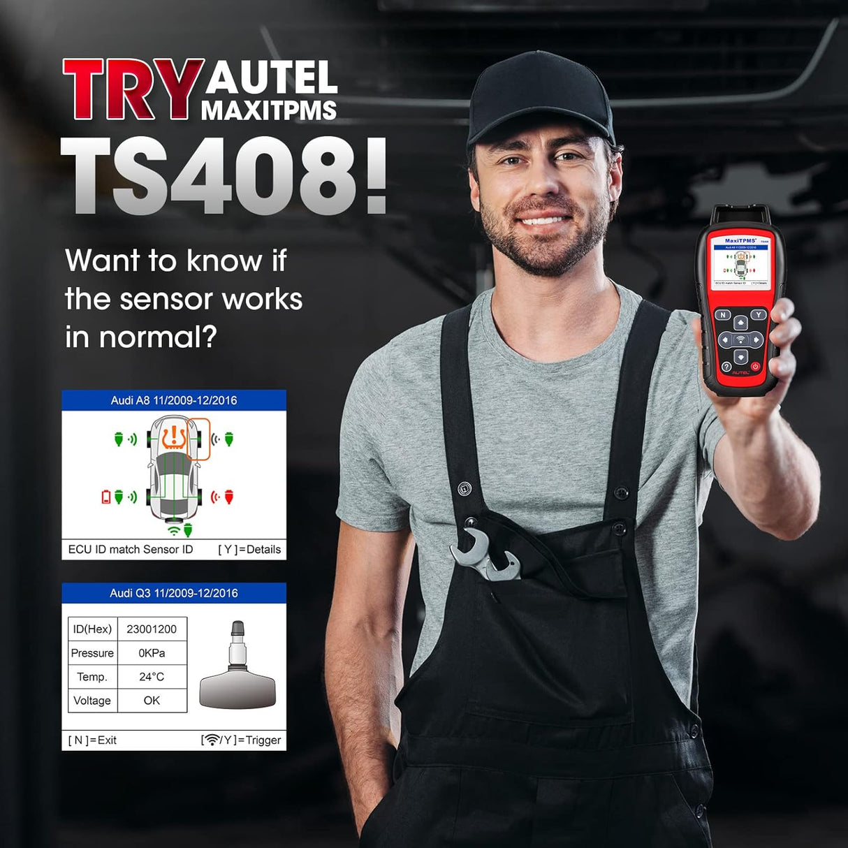 Autel TS408 TPMS Relearn Tool Tire Pressure Monitor Sensor Programming Lifetime Free Update