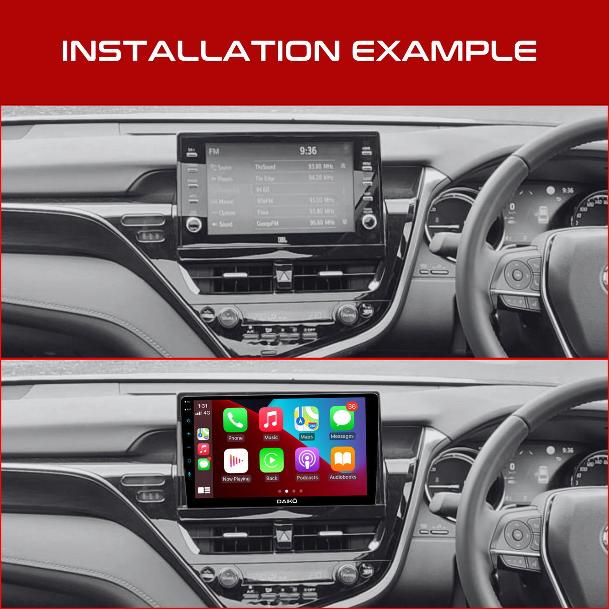 Daiko Car Stereo Wireless Carplay Android Auto For Toyota Camry 2021-2023 10Inch