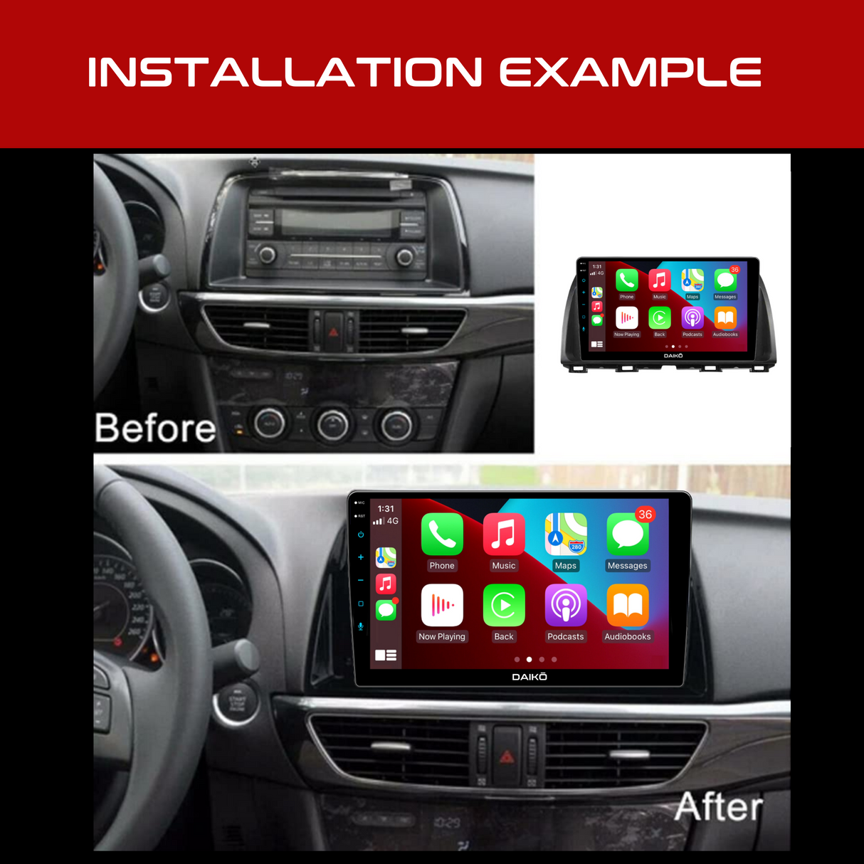 Daiko Multimedia Unit Wireless Carplay Android Auto GPS For Mazda CX-5 2012-2016