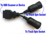 Heavy Duty Truck OBD2 6+9 pin to 16 pin adapter cable