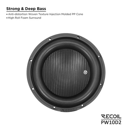 Recoil PW10D2 10-Inch Dual 2-Ohm Subwoofer 800W MAX