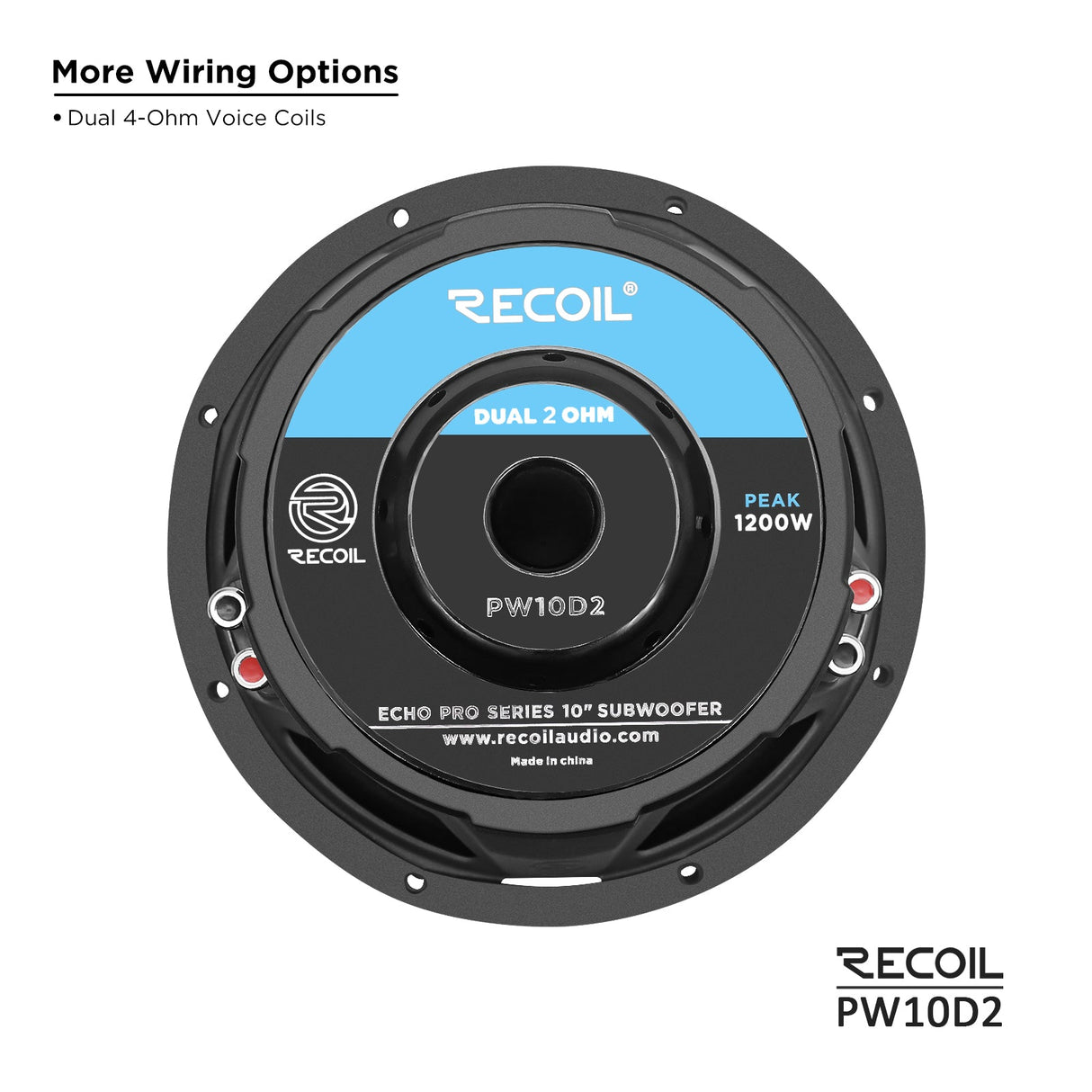 Recoil PW10D2 10-Inch Dual 2-Ohm Subwoofer 800W MAX