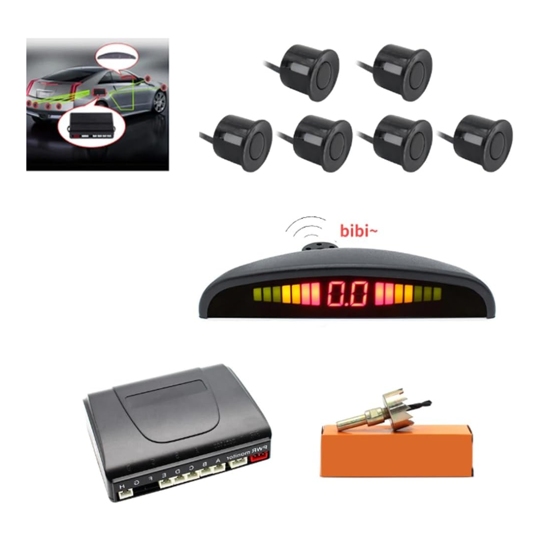 Car Reverse Radar Cars Parking Assistance Reversing Radar with 6 Sensors with LED Displa ...