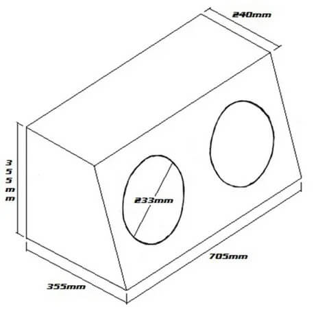 SUBWOOFER BOX FOR 2 x 12" SUB DOUBLE BLACK