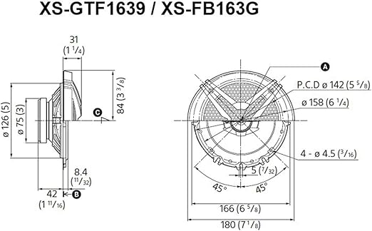 Sony XS-GTF1639 6.5" 3-Way Coaxial Speakers | 45W RMS / 270W Peak